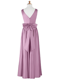 Azazie Hathaway Junior Robe Trapèze en Satin extensible Arc Glycine image6