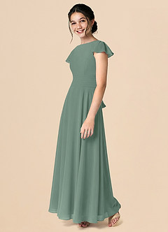 Azazie Payton Robe Trapèze en Mousseline de soie Arc Eucalyptus image5