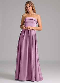 Azazie Lucienne Bridesmaid Dresses Wisteria A-Line Strapless Stretch Satin Convertible Dress image4