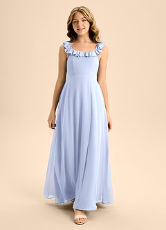 Azazie Callie Junior Ice A-Line Ruched Chiffon Dress image4
