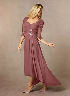 Azazie Anne vestidos de madre de la novia Vestido de Rosa Del Desierto de Encaje de Recto con Corazón Lentejuelas image7