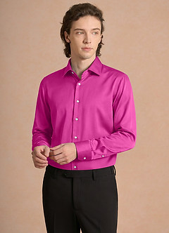 front Julian Fuchsia Stretch Satin Dress Shirt