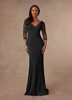 Azazie Fanny Final Sale Black Mermaid Lace Dress image1