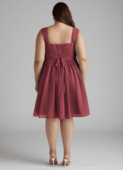Azazie Angie Abiti da Damigella Abito A-Line in Chiffon Corsetto Merlot image14