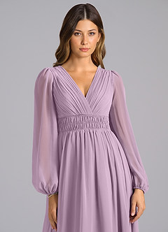 Azazie Palerma Bridesmaid Dresses Wisteria A-Line Long Sleeve Chiffon Dress image6