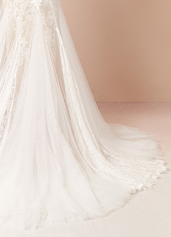 Azazie Mireya Wedding Dresses Diamond White Champagne Sheath Sequins Tulle Dress image10