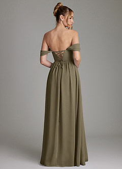 Azazie Caterina Abiti da Damigella Abito A-Line in Chiffon Corsetto Willow Green image10