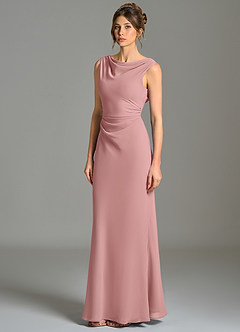 Azazie Kieryn Bridesmaid Dresses Dusty Rose Mermaid Pleated Chiffon Dress image3