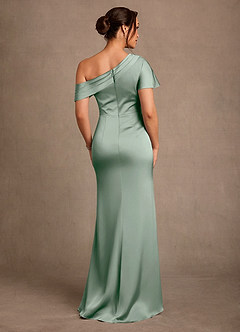 Azazie Rutha Mother of the Bride Dresses Agave Sheath One Shoulder Stretch Satin Dress image2