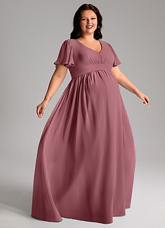 Azazie Verna Maternity Bridesmaid Dresses A-Line V-Neck Ruched Chiffon Floor-Length Dress image9