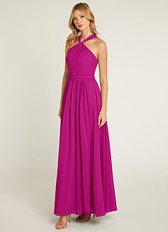 Azazie Jacey Jurken voor bruidsmeisjes Jurk van Chiffon met A-Lijn Geplooid Fuchsia image5