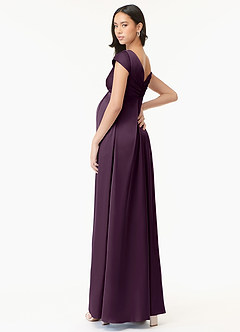 Azazie Allessia Maternity Bridesmaid Dresses A-Line Pleated Stretch Satin Floor-Length Dress image10