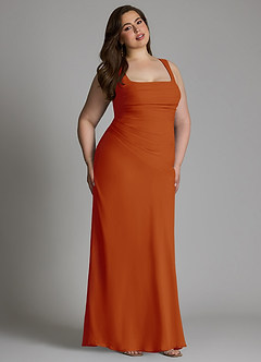 Azazie Agustina 신부 들러리 드레스 인어 코르셋 쉬폰 바닥 길이 드레스 image14