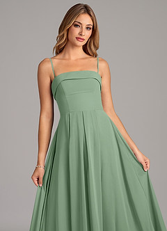 Azazie Lucienne 신부 들러리 드레스 A라인 스트랩리스 쉬폰 바닥 길이 드레스 image7