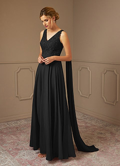 Azazie Joules Mother of the Bride Dresses Black A-Line Sequins Chiffon Dress image1