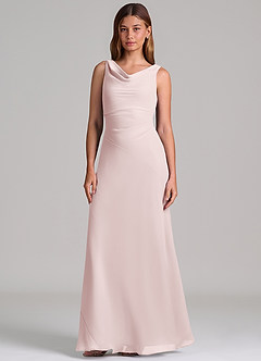 Azazie Nerine Brudtärnklänningar Klä av A-Linje i Chiffong Plisserad Rodnande Rosa image4