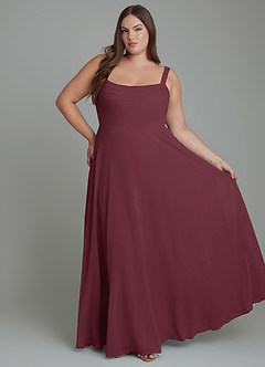 Azazie Shaude Bridesmaid Dresses Cabernet A-Line Pleated Chiffon Dress image6
