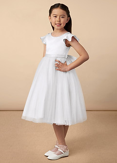 Azazie Aster Final Sale Dusty Rose A-Line with Sleeves Tulle Dress image2