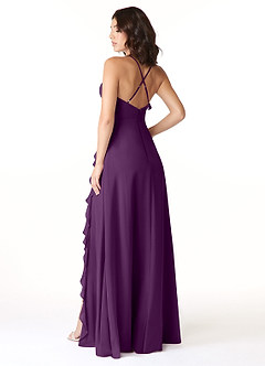 Azazie Tarni Bridesmaid Dresses Grape A-Line Chiffon Dress image2
