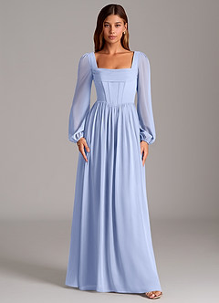 Azazie Maree Vestidos de damas de honor Vestido de Hielo de Gasa de Corte en A con Corsé image5