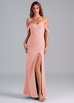 Azazie Asha Bridesmaid Dresses Rosette Sheath Off the Shoulder Chiffon Convertible Dress image7