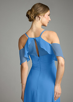 Azazie Dakota Bridesmaid Dresses Blue Jay A-Line V-Neck Pleated Chiffon Dress image6
