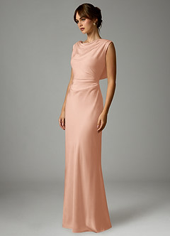 Azazie Kieryn 신부 들러리 드레스 인어 주름진 스트레치 새틴 바닥 길이 드레스 image3