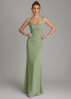 Azazie Agustina Bridesmaid Dresses Pistachio Mermaid Corset Chiffon Dress image3