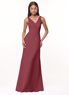 Azazie Nala Bridesmaid Dresses Merlot A-Line Pleated Chiffon Dress image1