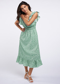 Hello Sweetheart Mint Green Print Flutter Sleeve Maxi Dress image5