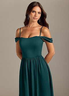 Azazie Calianna Bridesmaid Dresses Pine A-Line Off the Shoulder Stretch Satin Convertible Dress image3