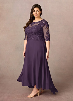 Azazie Monza Mother of the Bride Dresses Plum A-Line Lace Chiffon Dress image8
