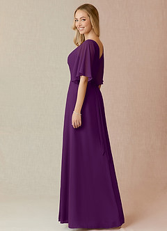 Azazie Cierra Final Sale Grape A-Line V-Neck Chiffon Dress image5