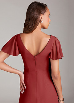 Azazie Soren Bridesmaid Dresses Rust A-Line Ruched Chiffon Dress image7