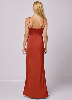 Barbie ♥ Azazie Final Sale Bronzer Sheath Bow Stretch Satin Dress image3