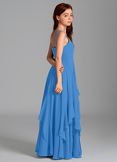 Azazie Karan Junior Vestido de Azul Grisaceo de Gasa de Corte en A image6