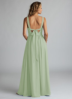 Azazie Aziza Bridesmaid Dresses Dusty Sage A-Line V-Neck Pleated Chiffon Dress image4