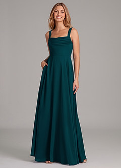 Azazie Shaude Bridesmaid Dresses Pine A-Line Pleated Chiffon Dress image3