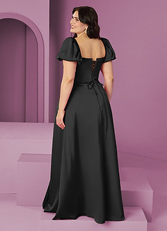 Barbie ♥ Azazie Bridesmaid Dresses Black A-Line Ruched Stretch Satin Dress image11