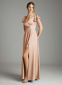 Azazie Omari Bridesmaid Dresses English Rose A-Line Stretch Satin Dress image4