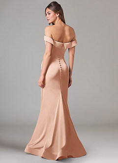 Azazie Everly Jurken voor bruidsmeisjes Converteerbaar Jurk van Stretch Satijn met Zeemeermin Off the Shoulder Rosé Goud image5