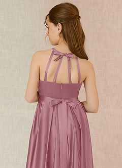 Azazie Arianthe Junior Vintage Mauve A-Line with Pockets Stretch Satin Dress image7