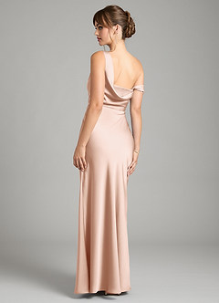 Azazie Madelyn Bridesmaid Dresses Rose Gold Mermaid One Shoulder Stretch Satin Convertible Dress image2