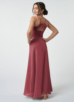 Azazie Avelina Junior Merlot A-Line Pleated Chiffon Dress image5