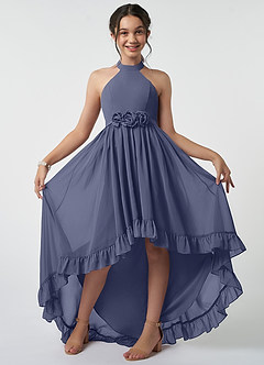 Azazie Hermione Junior Abito A-Line in Chiffon Stormy image2