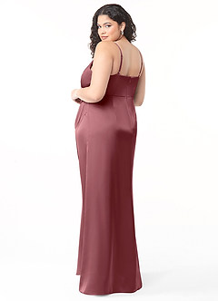 Azazie Maci Bridesmaid Dresses Desert Rose A-Line V-Neck Pleated Stretch Satin Dress image8