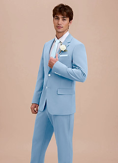 front Ethan Sky Blue Refined Weave Performance Suit Jacket