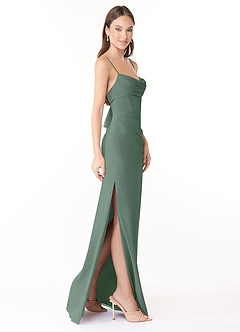 Azazie Mai Bridesmaid Dresses Eucalyptus Sheath Pleated Chiffon Dress image3