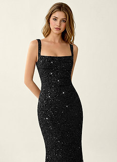 Amarante Noir Robe de cérémonie à sequins et laçage au dos image6
