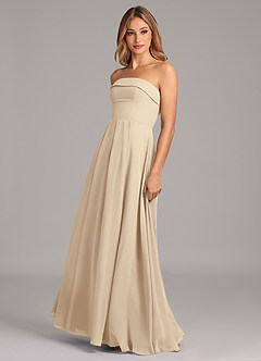 Azazie Lucienne Jurken voor bruidsmeisjes Converteerbaar Jurk van Chiffon met A-Lijn Strapless Champagne image4